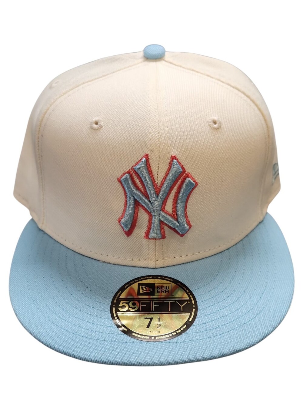 New Era Cream & Light Blue NY Yankees 59FIFTY Fitted Hat